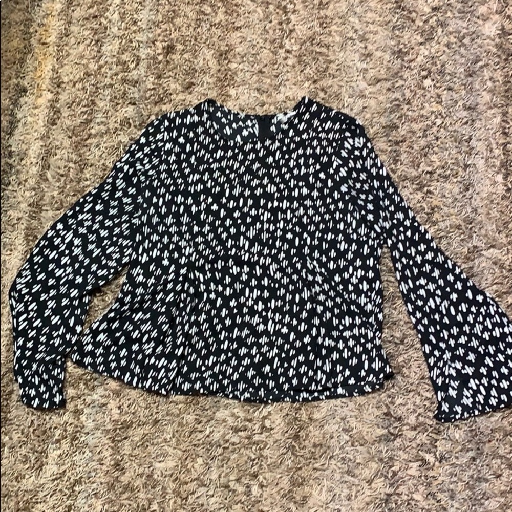 Black and white polka dot blouse